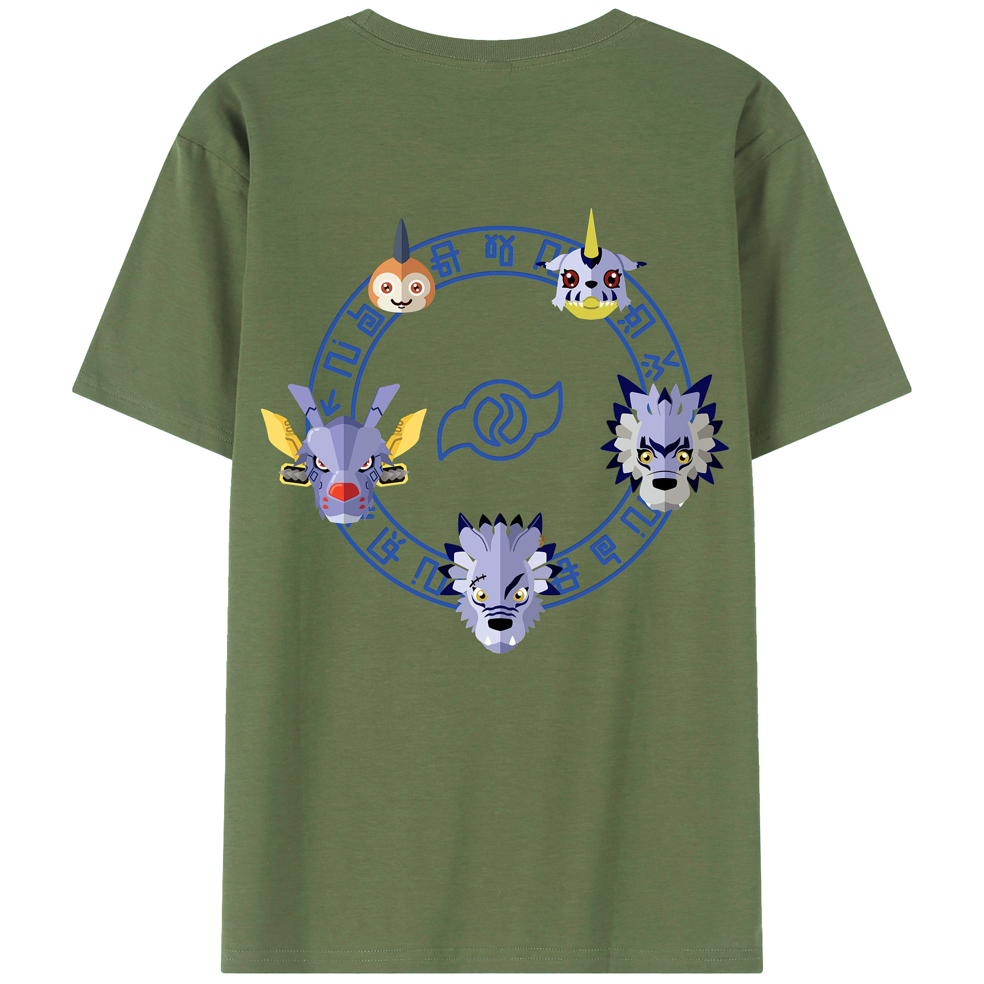 （画像用） Digimon デジタルモンスター/デジモン 綿100％ メンズ半袖Tシャツ（バックプリント） 通気性